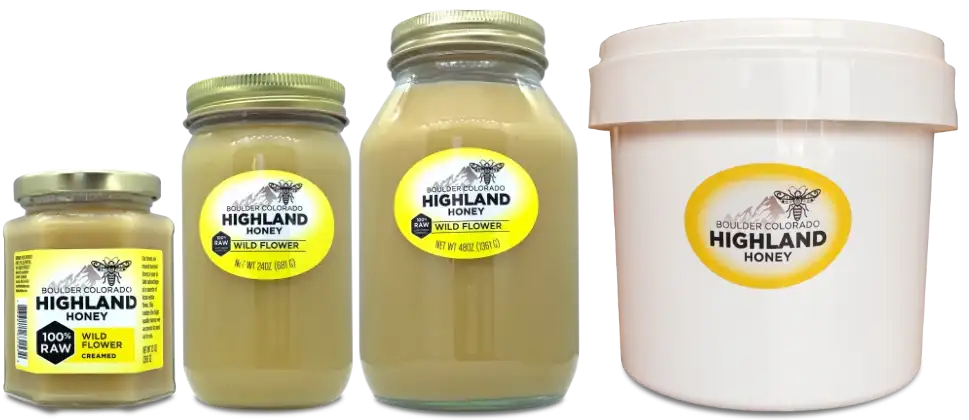 Pints, Quarts, Half Gallon of creamed honey are Highland Honey's most economical sizes