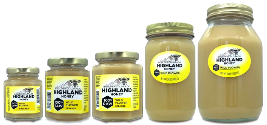 Pints and Quarts of creamed honey is Highland Honey's most economical size